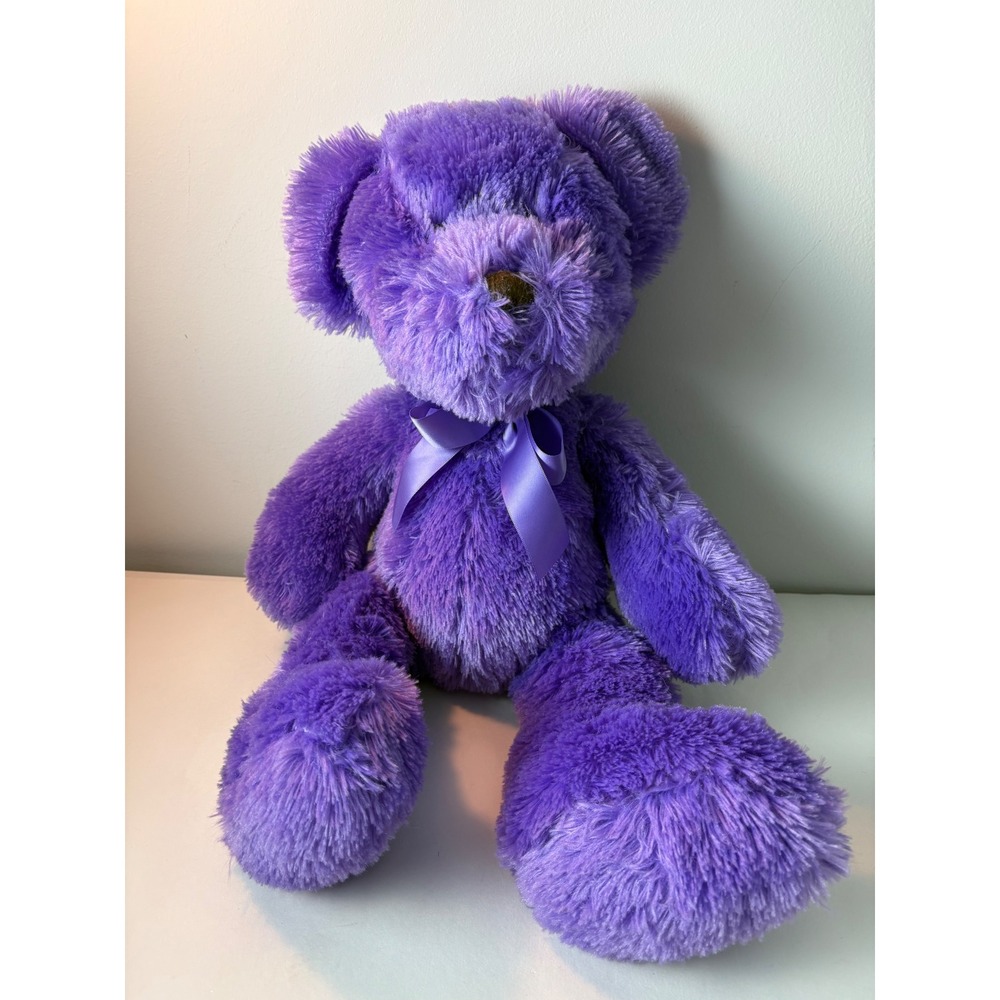 Vintage Sears Purple Teddy‎ Bear Plush Stuffed Animal Toy Ribbon Bow Soft  18"
